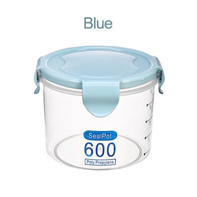 Three Colors 600-1000 ml  Kitchen Storage Box Sealing Food Storage Container Preservation Plastic Fresh Pot Container