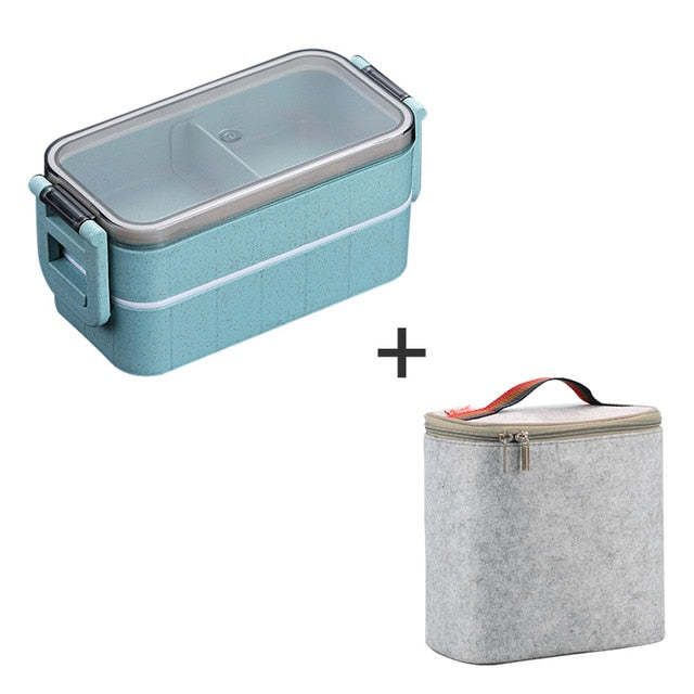 Microwave Bento Box Wheat Straw Child Lunch Box Leak-Proof Bento Lunch Box For Kids School Food Container