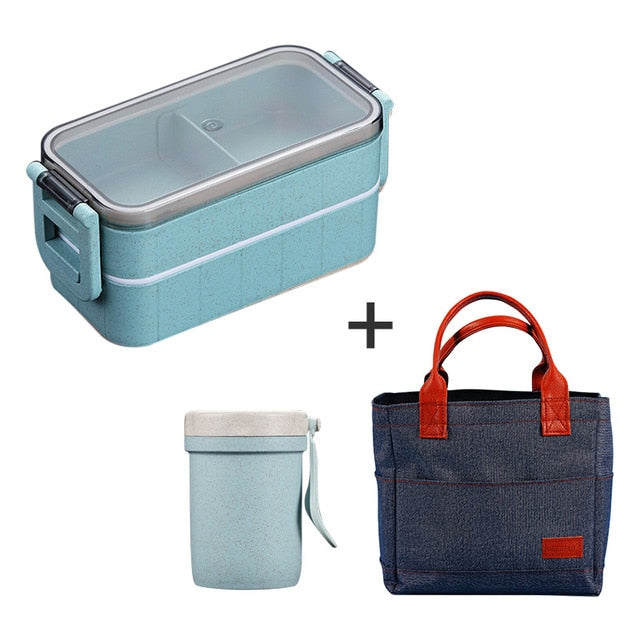 Microwave Bento Box Wheat Straw Child Lunch Box Leak-Proof Bento Lunch Box For Kids School Food Container