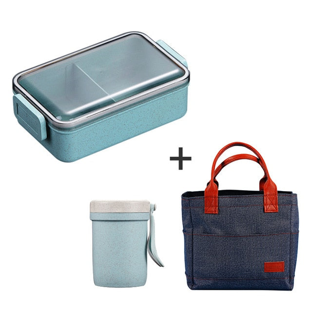 Microwave Bento Box Wheat Straw Child Lunch Box Leak-Proof Bento Lunch Box For Kids School Food Container