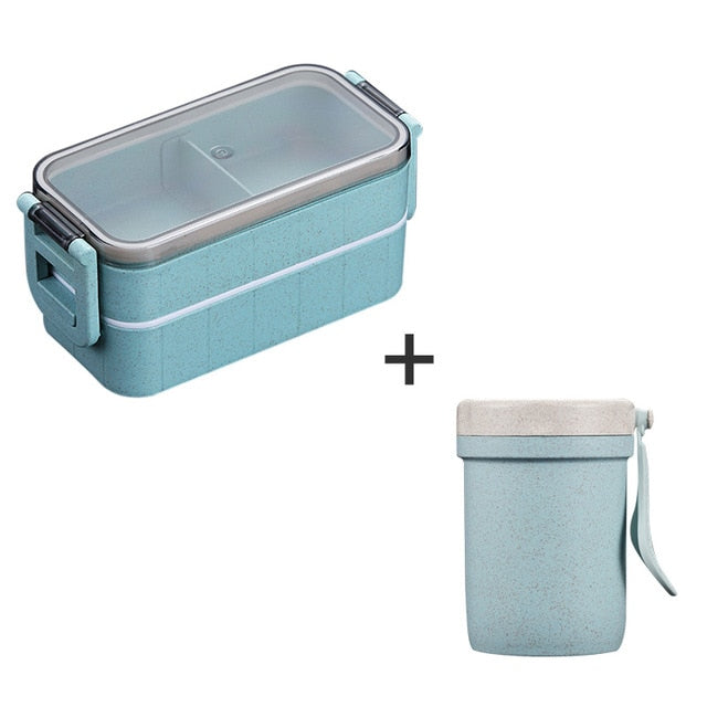 Microwave Bento Box Wheat Straw Child Lunch Box Leak-Proof Bento Lunch Box For Kids School Food Container