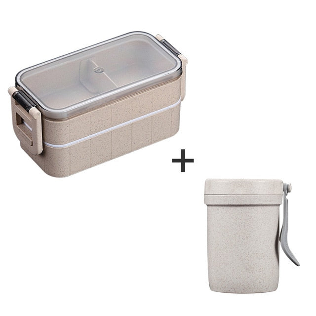 Microwave Bento Box Wheat Straw Child Lunch Box Leak-Proof Bento Lunch Box For Kids School Food Container