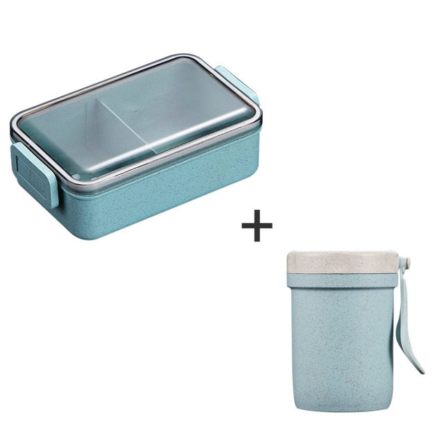 Microwave Bento Box Wheat Straw Child Lunch Box Leak-Proof Bento Lunch Box For Kids School Food Container