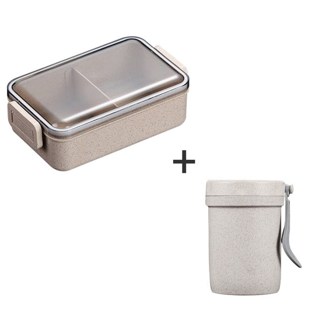 Microwave Bento Box Wheat Straw Child Lunch Box Leak-Proof Bento Lunch Box For Kids School Food Container
