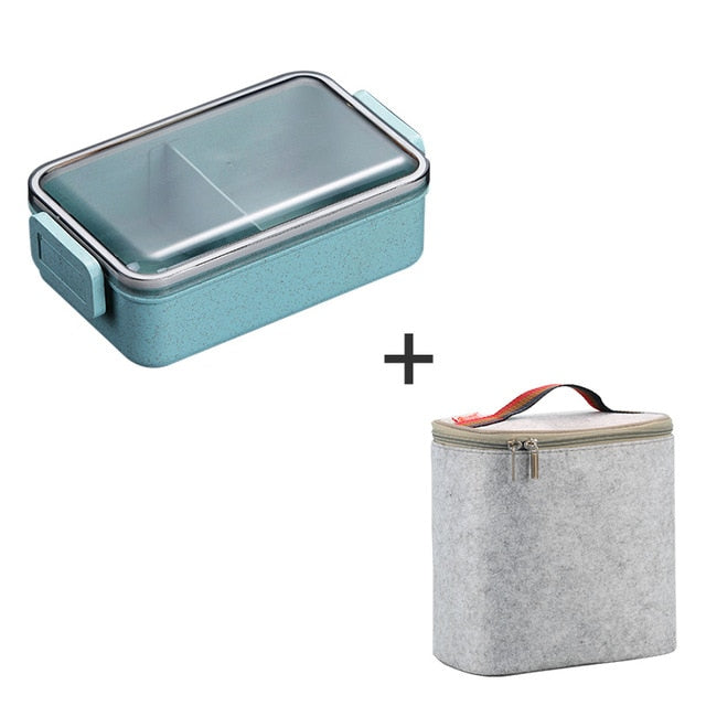 Microwave Bento Box Wheat Straw Child Lunch Box Leak-Proof Bento Lunch Box For Kids School Food Container
