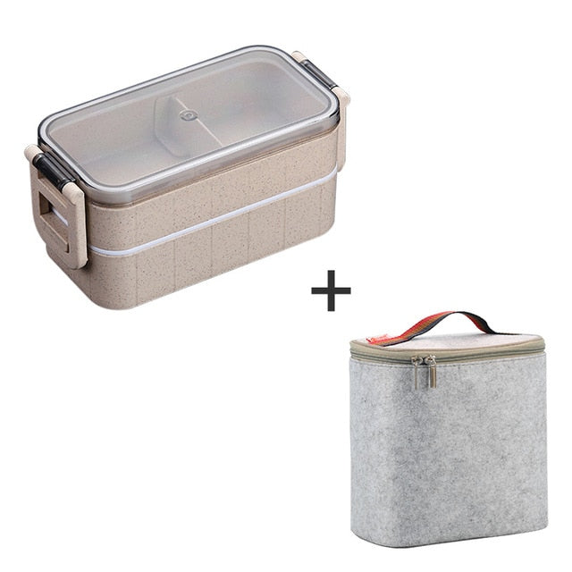Microwave Bento Box Wheat Straw Child Lunch Box Leak-Proof Bento Lunch Box For Kids School Food Container
