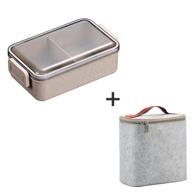 Microwave Bento Box Wheat Straw Child Lunch Box Leak-Proof Bento Lunch Box For Kids School Food Container